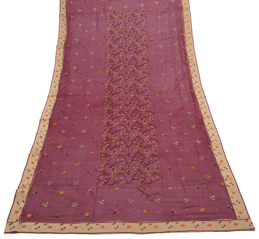 Sushila Vintage Maroon Dupatta Pure Georgette Silk Embroidered Long Stole Hijab
