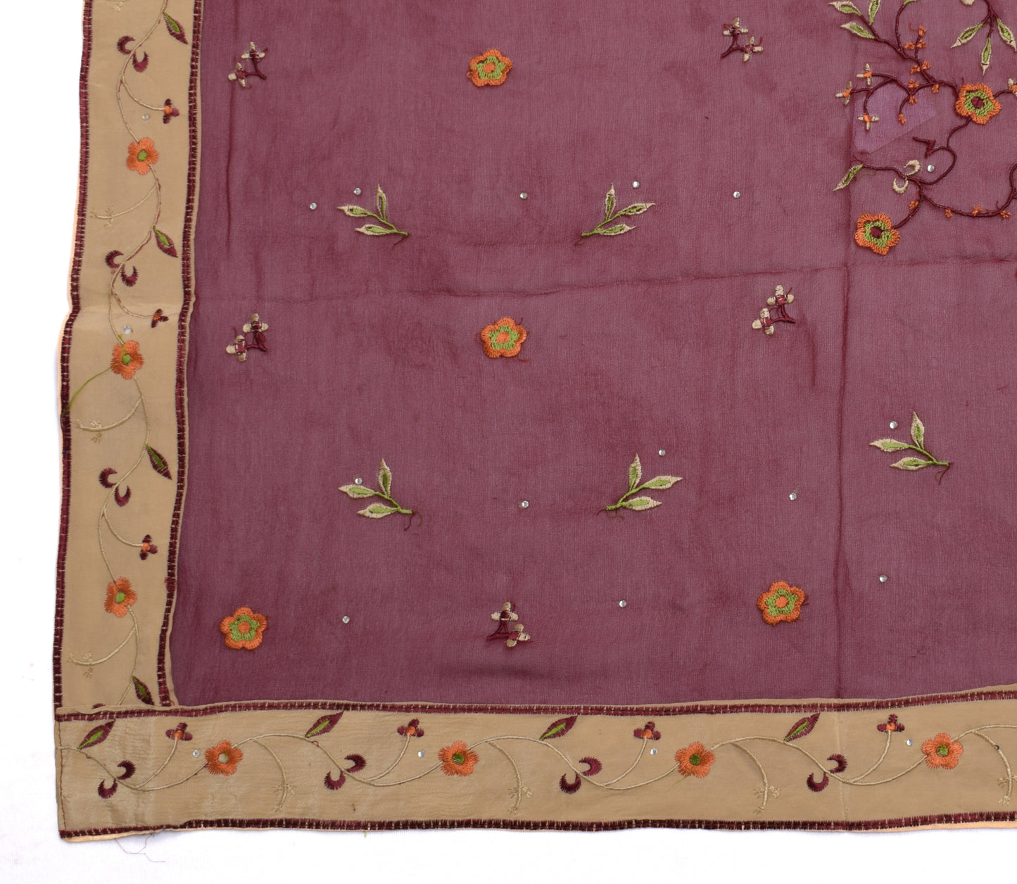 Sushila Vintage Maroon Dupatta Pure Georgette Silk Embroidered Long Stole Hijab