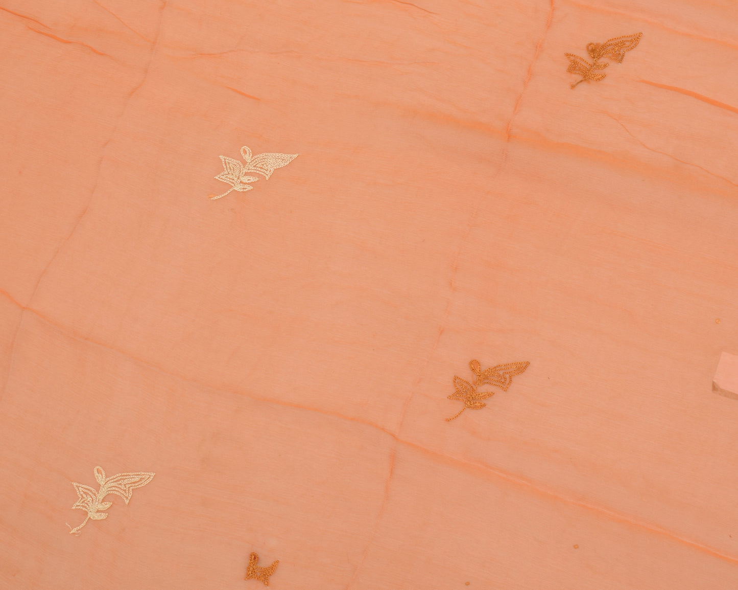 Sushila Vintage Orange Dupatta Pure Chiffon Silk Embroidered Long Stole Veil