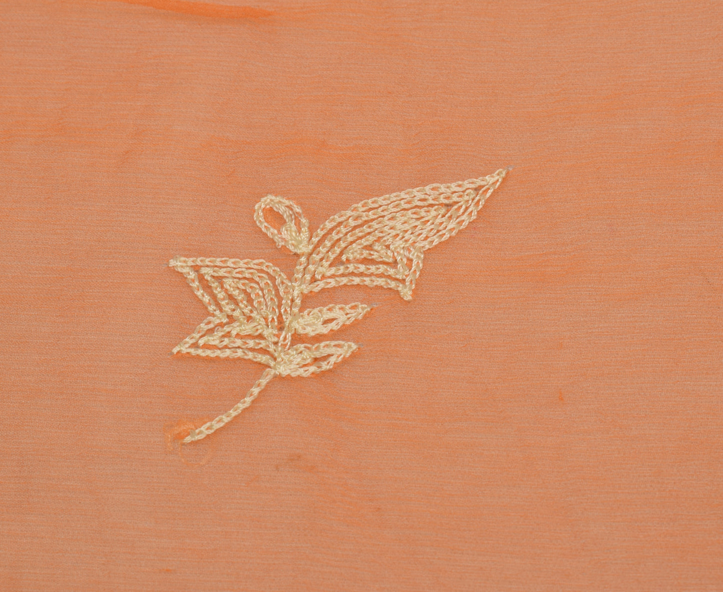 Sushila Vintage Orange Dupatta Pure Chiffon Silk Embroidered Long Stole Veil