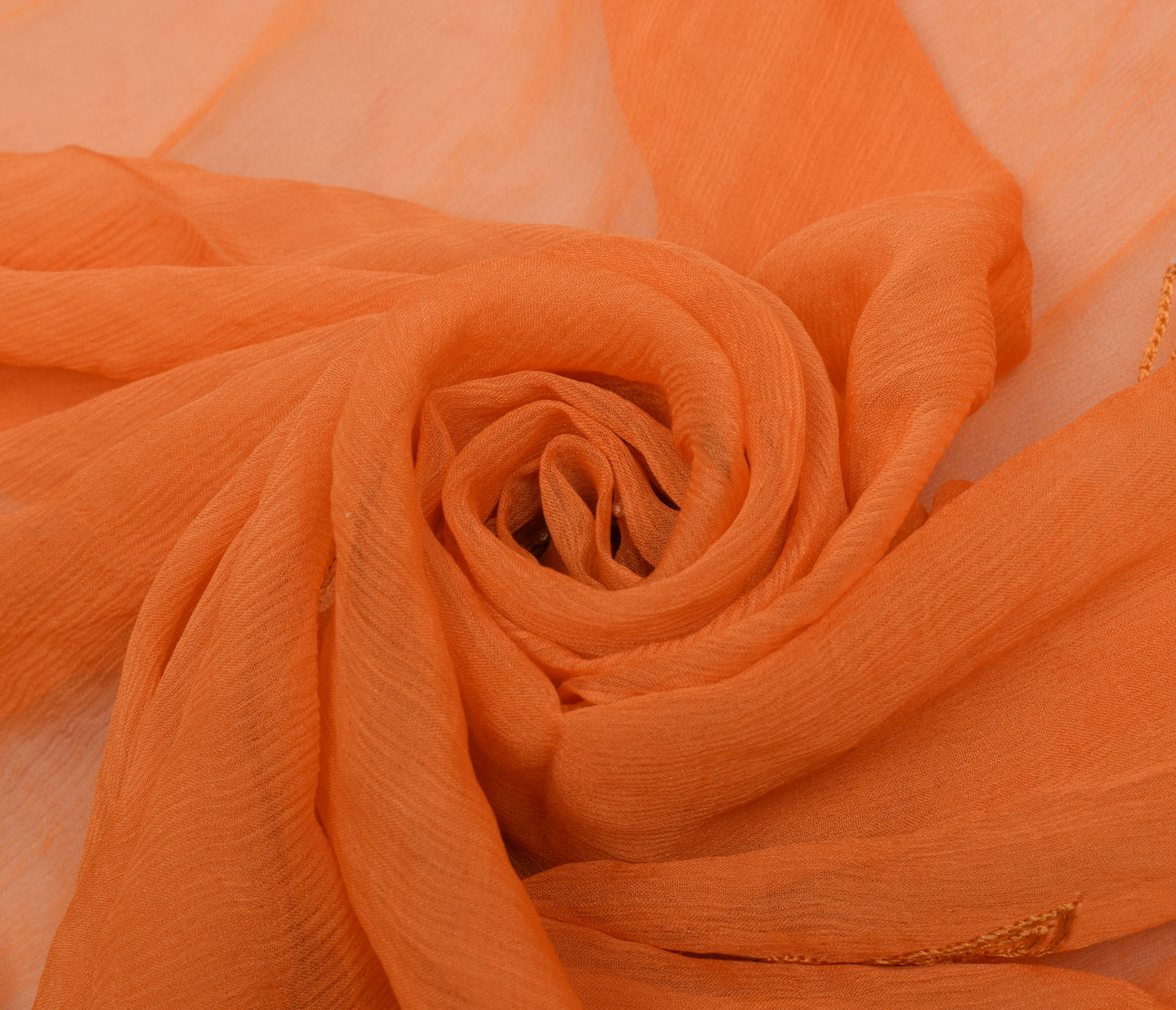 Sushila Vintage Orange Dupatta Pure Chiffon Silk Embroidered Long Stole Veil