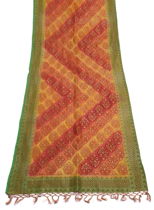 Sushila Vintage Multi-Color Dupatta Pure Georgette Silk Woven Long Stole Scarves