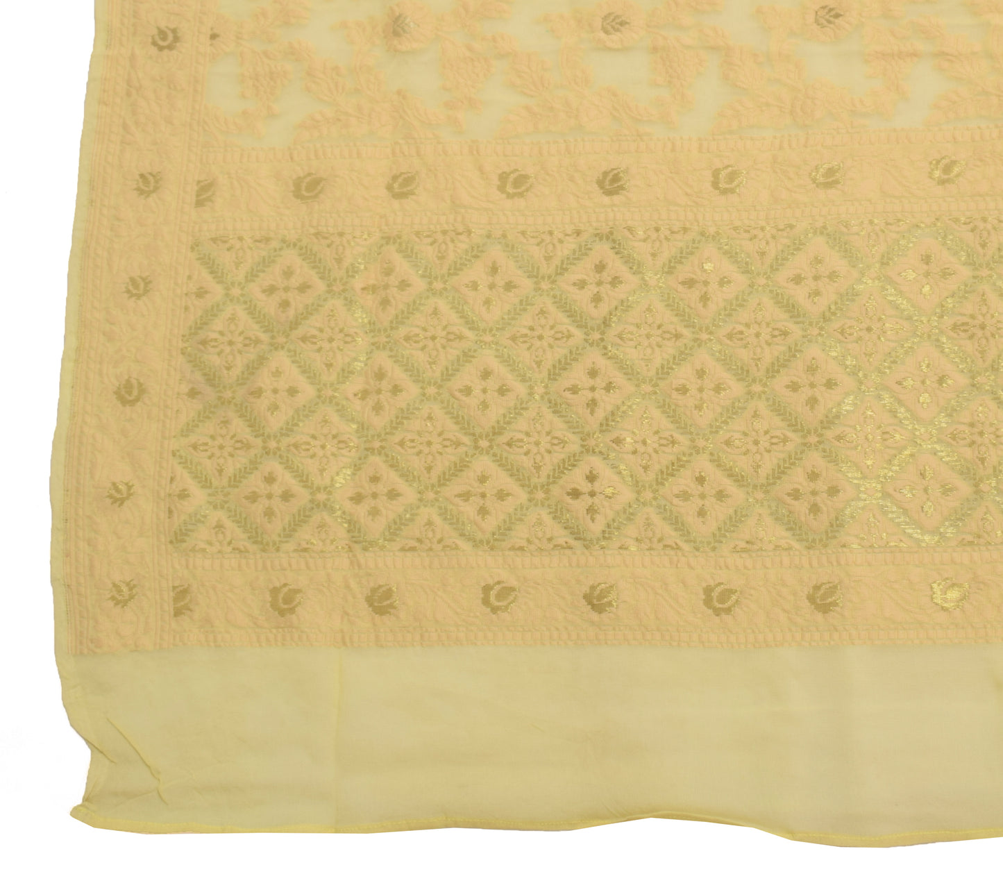 Sushila Vintage Green Dupatta Pure Georgette Silk All Over Woven Long Stole