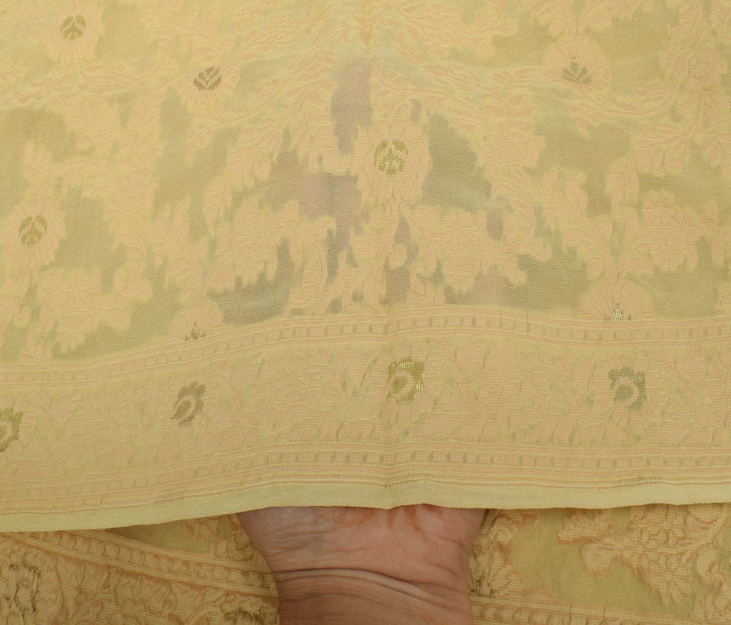 Sushila Vintage Green Dupatta Pure Georgette Silk All Over Woven Long Stole