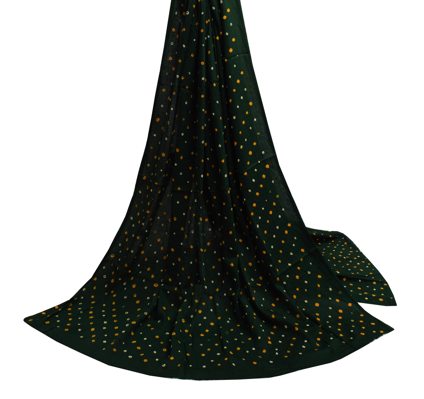 Sushila Vintage Dark Green Dupatta Pure Cotton Bandhani Printed Long Stole Veil
