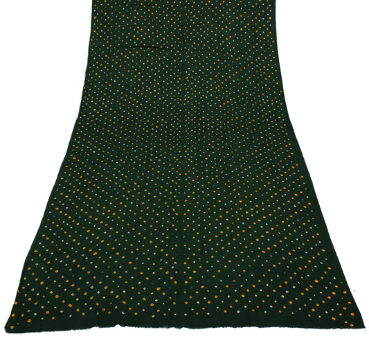 Sushila Vintage Dark Green Dupatta Pure Cotton Bandhani Printed Long Stole Veil