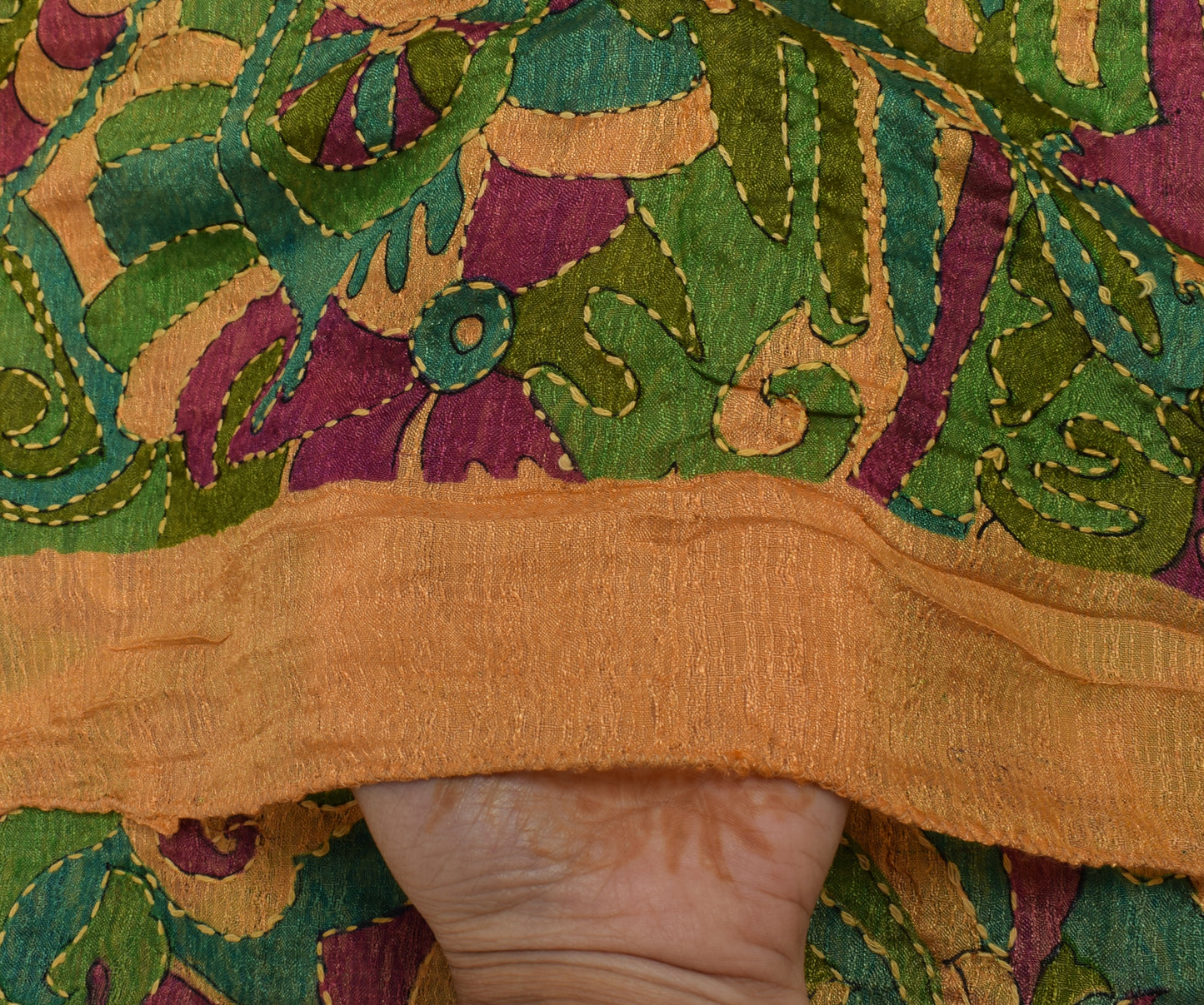 Sushila Vintage Indian Beige Dupatta Blend Silk Printed Long Stole Scarves Veil