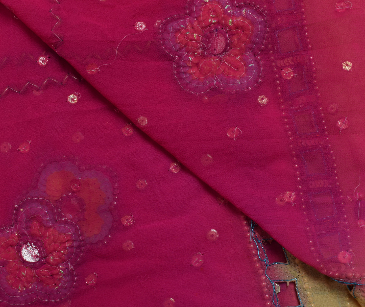 Sushila Vintage Indian Dupatta Blend Georgette Silk Embroidered Long Stole Veil