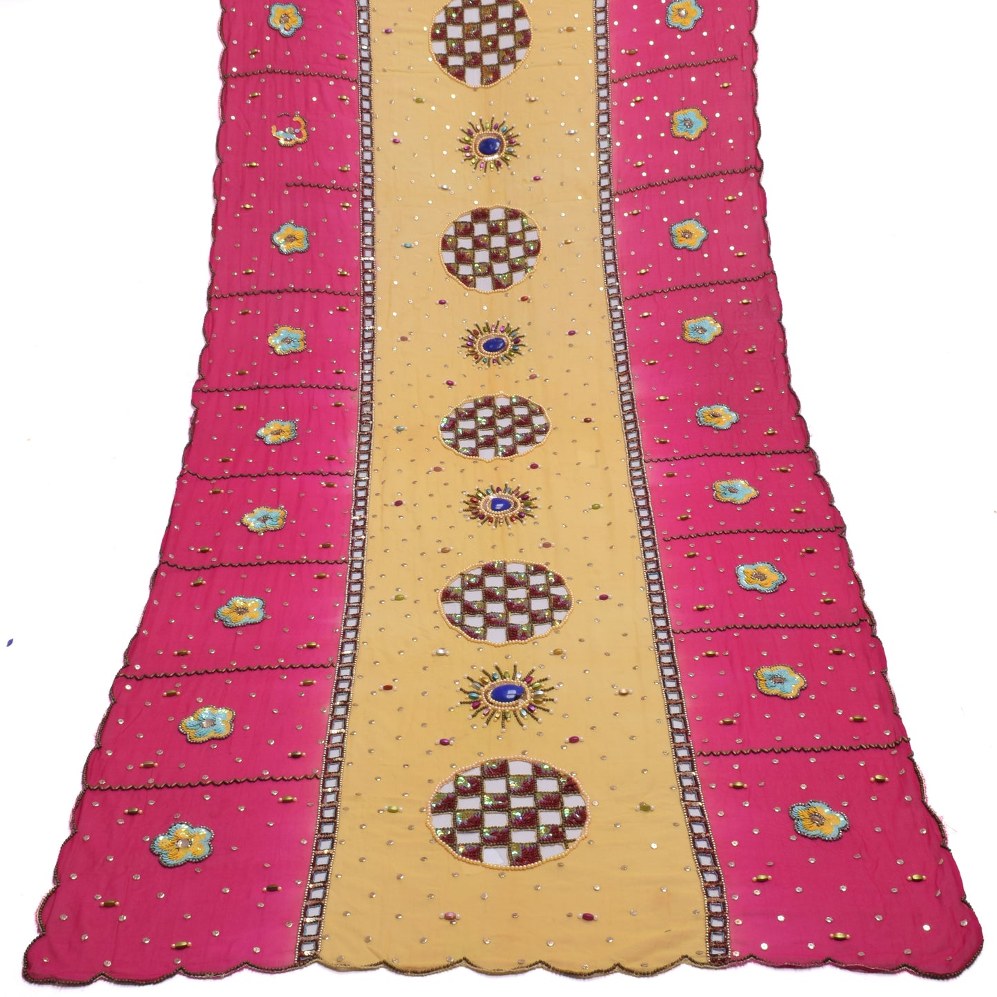 Sushila Vintage Indian Dupatta Blend Georgette Silk Embroidered Long Stole Veil