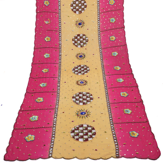 Sushila Vintage Indian Dupatta Blend Georgette Silk Embroidered Long Stole Veil