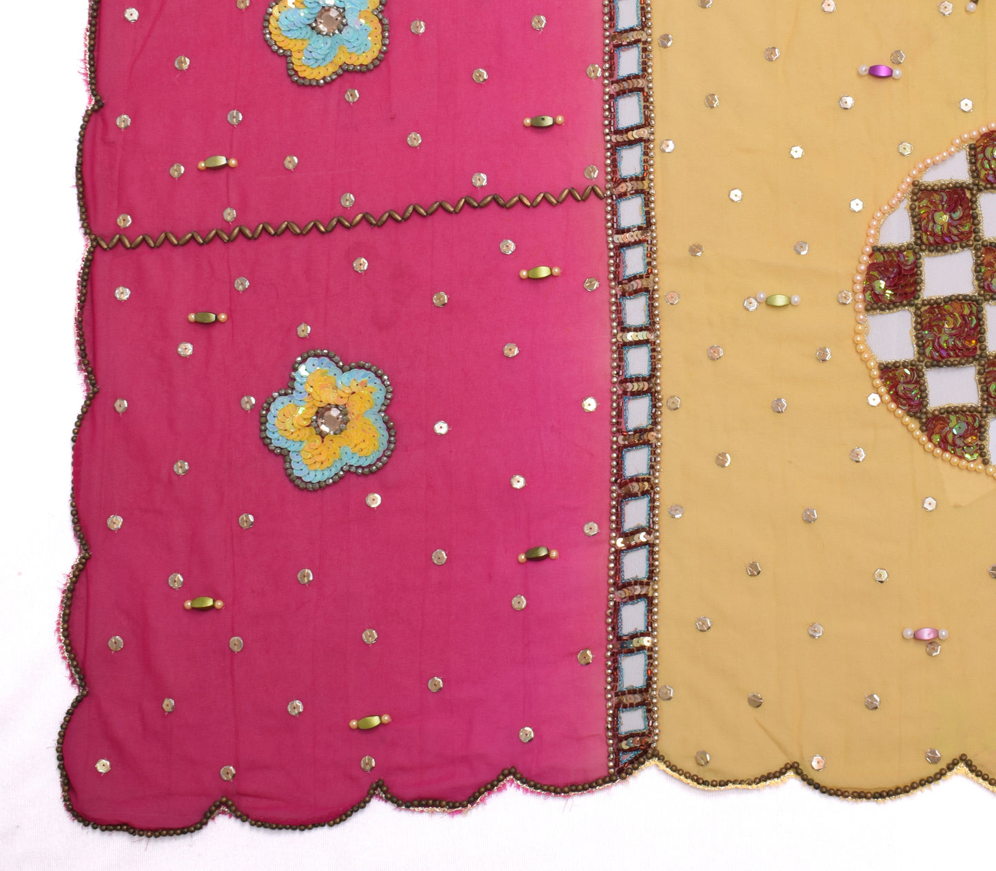 Sushila Vintage Indian Dupatta Blend Georgette Silk Embroidered Long Stole Veil