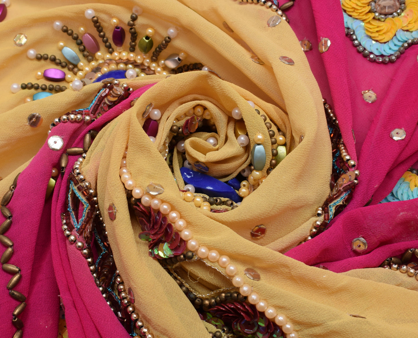 Sushila Vintage Indian Dupatta Blend Georgette Silk Embroidered Long Stole Veil