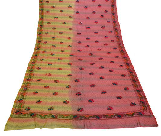 Sushila Vintage Indian Dupatta Pure Georgette Silk Embroidered Long Stole Veil
