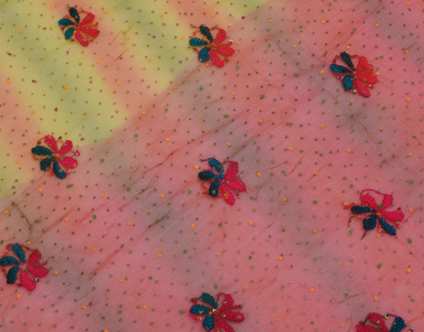 Sushila Vintage Indian Dupatta Pure Georgette Silk Embroidered Long Stole Veil