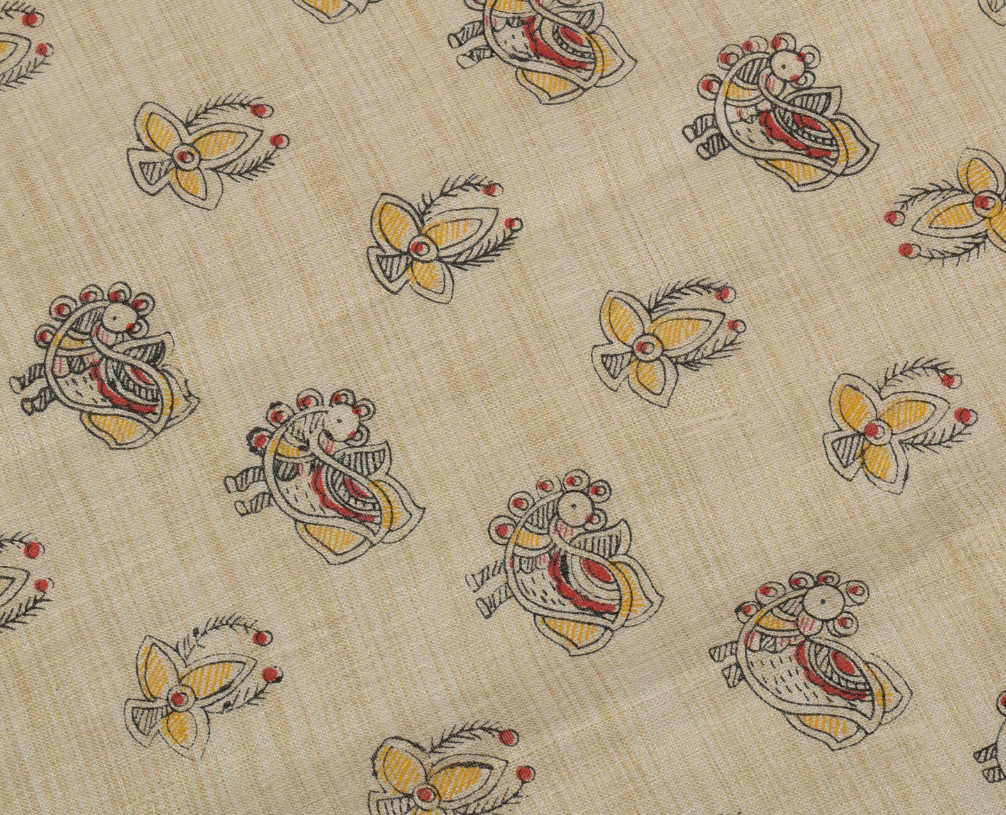 Sushila Vintage Cream Dupatta Pure Cotton Printed Bhagalpuri Long Stole Hijab