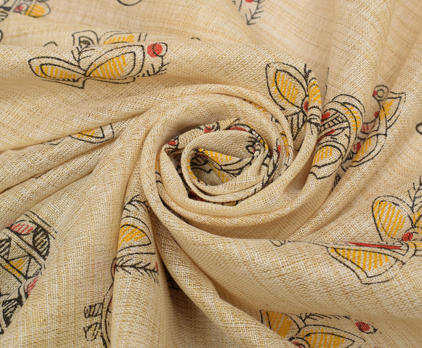 Sushila Vintage Cream Dupatta Pure Cotton Printed Bhagalpuri Long Stole Hijab