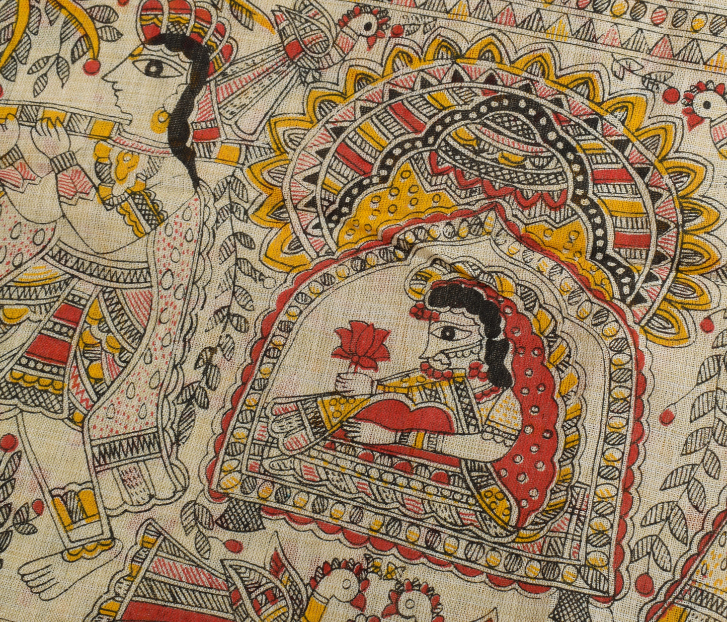 Sushila Vintage Cream Dupatta Pure Cotton Printed Bhagalpuri Long Stole Hijab