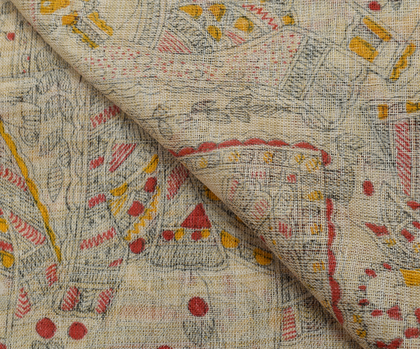 Sushila Vintage Cream Dupatta Pure Cotton Printed Bhagalpuri Long Stole Hijab