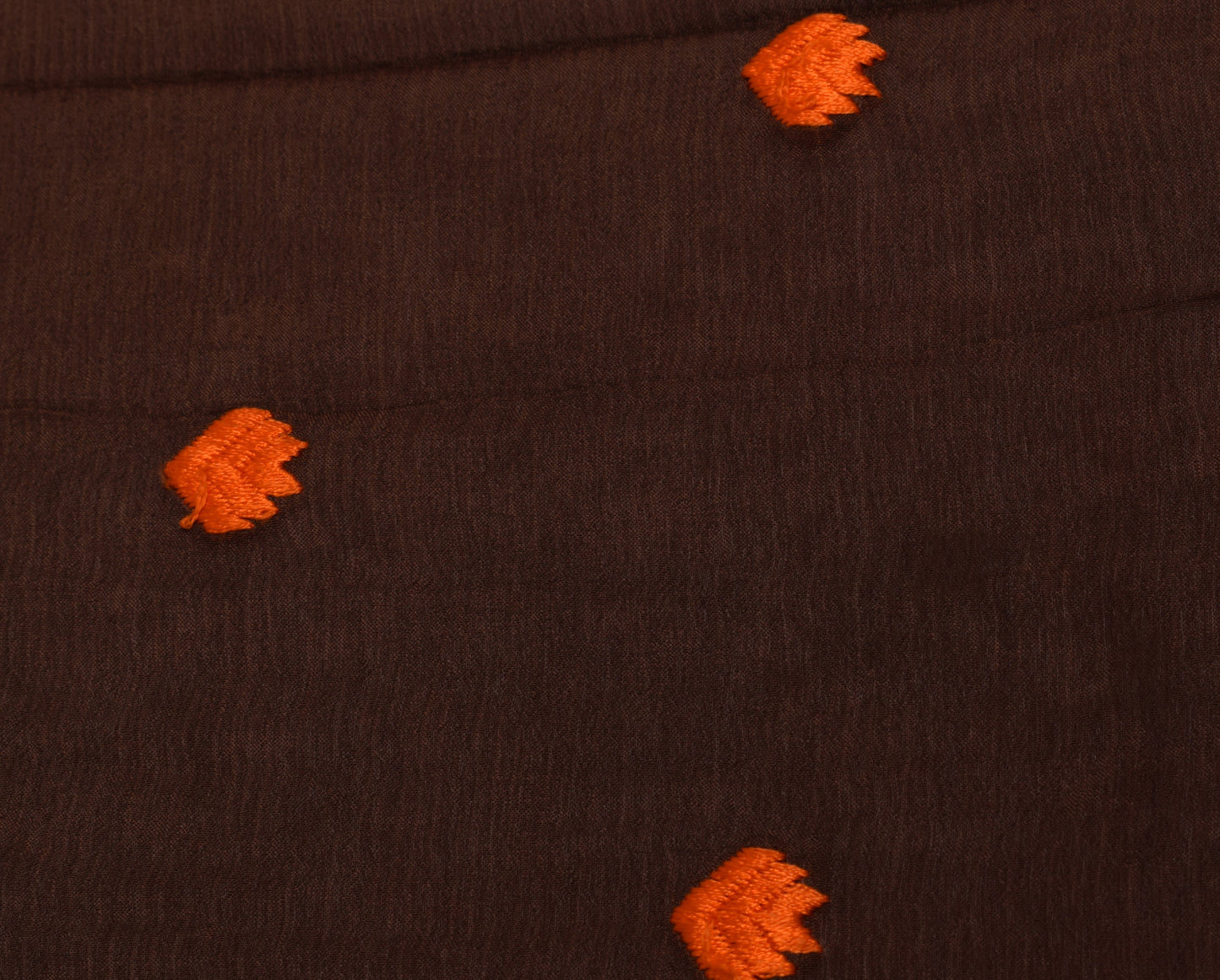 Sushila Vintage Indian Brown Dupatta Pure Chiffon Silk Embroidered Long Stole