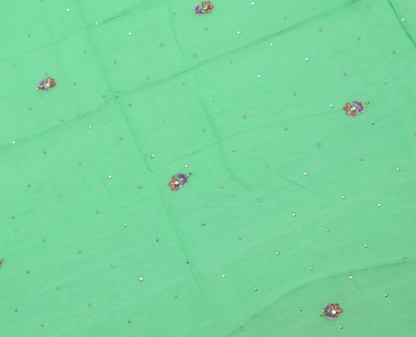 Sushila Vintage Pista Green Dupatta Pure Chiffon Silk Embroidered Long Stole