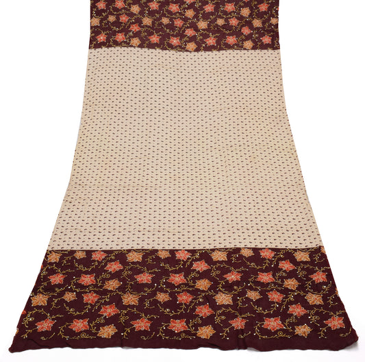 Sushila Vintage Cream Dupatta Pure Georgette Silk Printed Long Stole Scarves