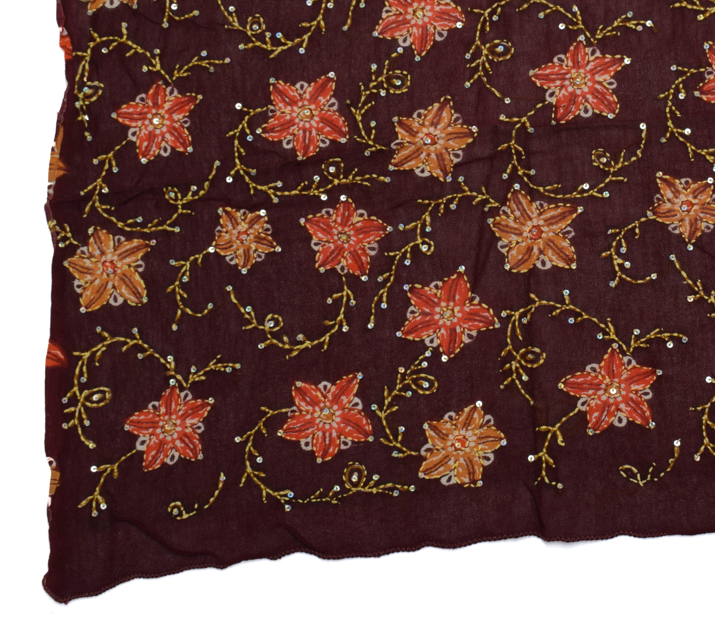 Sushila Vintage Cream Dupatta Pure Georgette Silk Printed Long Stole Scarves