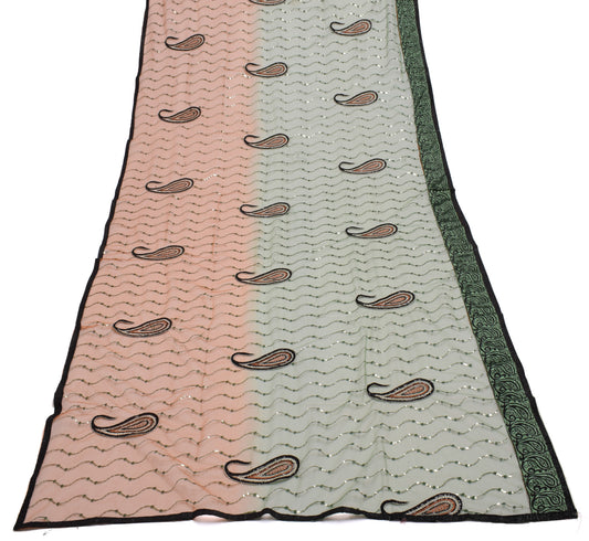 Sushila Vintage Indian Dupatta Net Mesh Embroidered Long Stole Scarves Veil