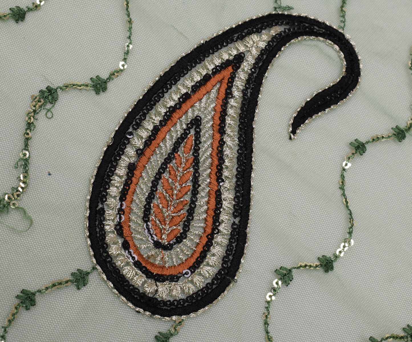 Sushila Vintage Indian Dupatta Net Mesh Embroidered Long Stole Scarves Veil