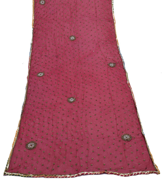 Sushila Vintage Indian Dupatta Pure Georgette Silk Embroidered Long Stole Veil