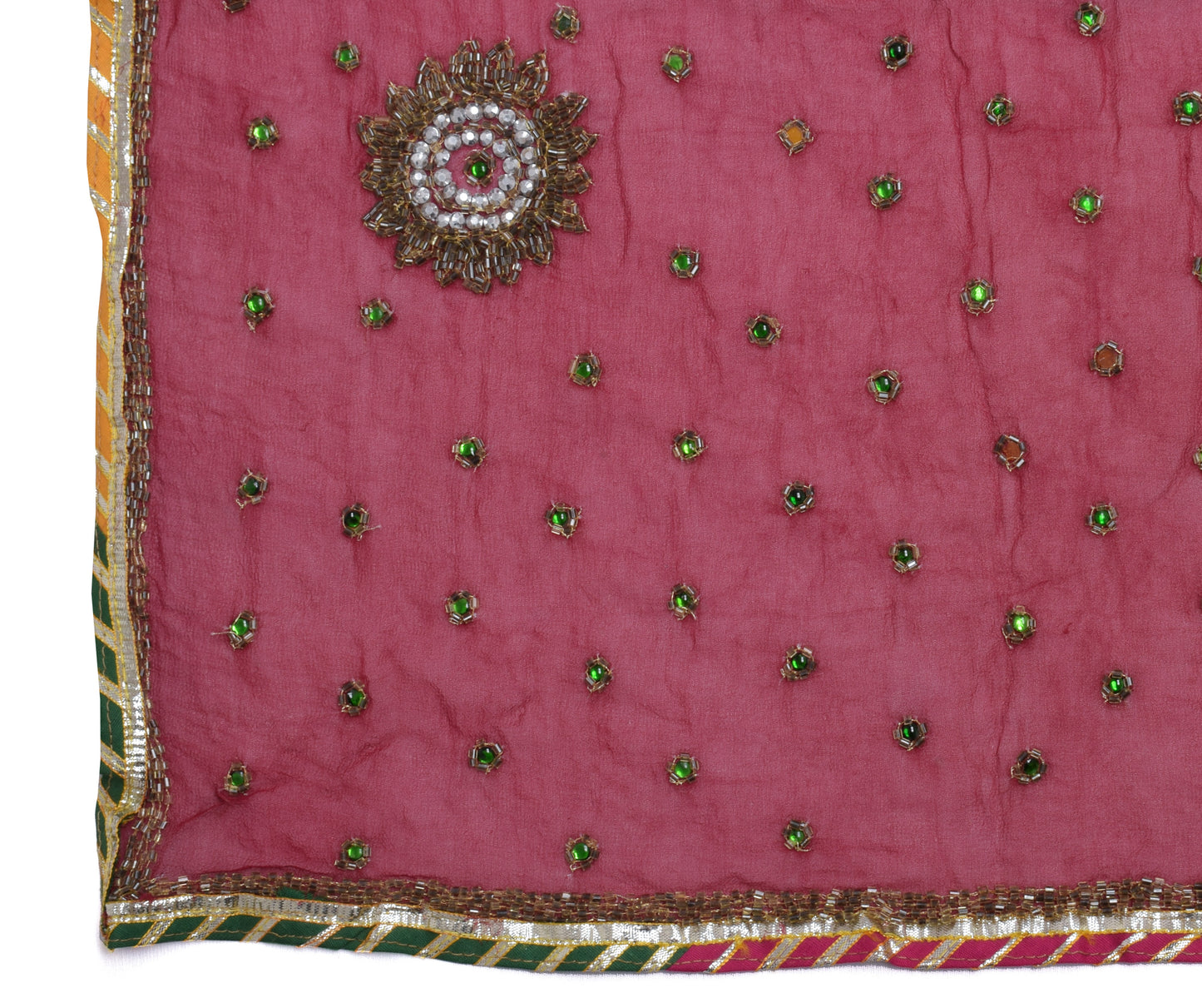 Sushila Vintage Indian Dupatta Pure Georgette Silk Embroidered Long Stole Veil