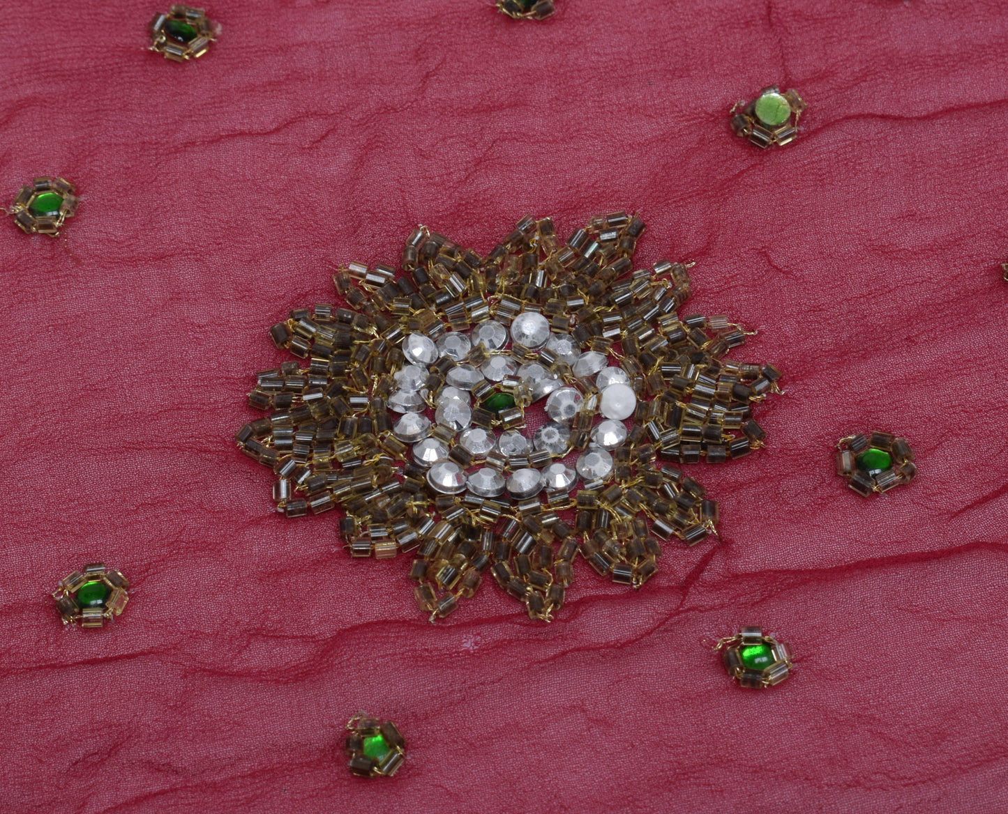 Sushila Vintage Indian Dupatta Pure Georgette Silk Embroidered Long Stole Veil