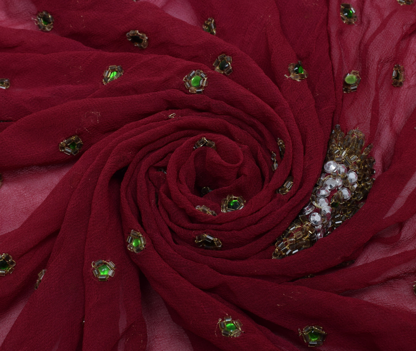 Sushila Vintage Indian Dupatta Pure Georgette Silk Embroidered Long Stole Veil