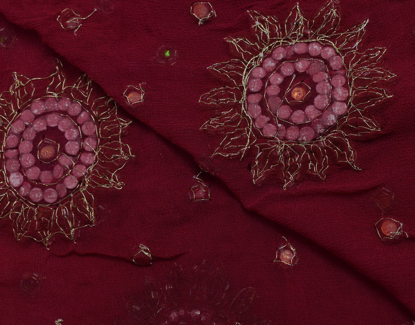 Sushila Vintage Indian Dupatta Pure Georgette Silk Embroidered Long Stole Veil