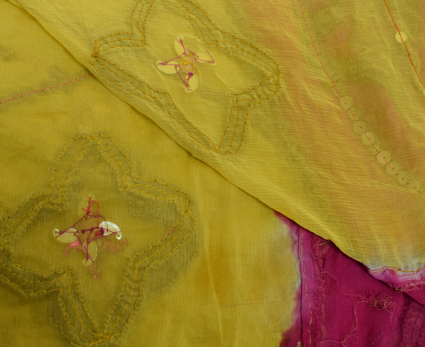 Sushila Vintage Indian Dupatta Blend Chiffon Silk Beaded Long Stole Veil Scarves