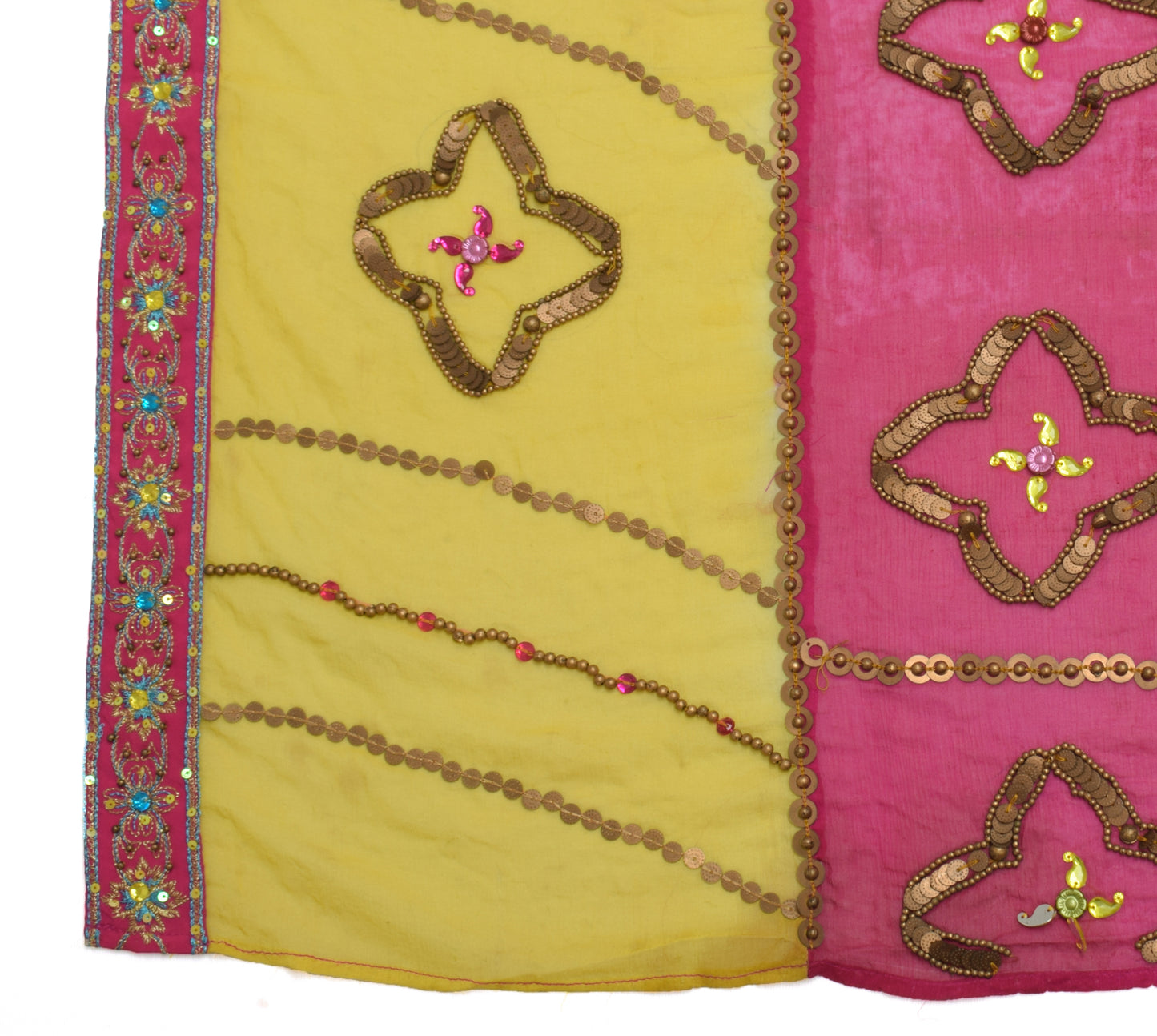 Sushila Vintage Indian Dupatta Blend Chiffon Silk Beaded Long Stole Veil Scarves