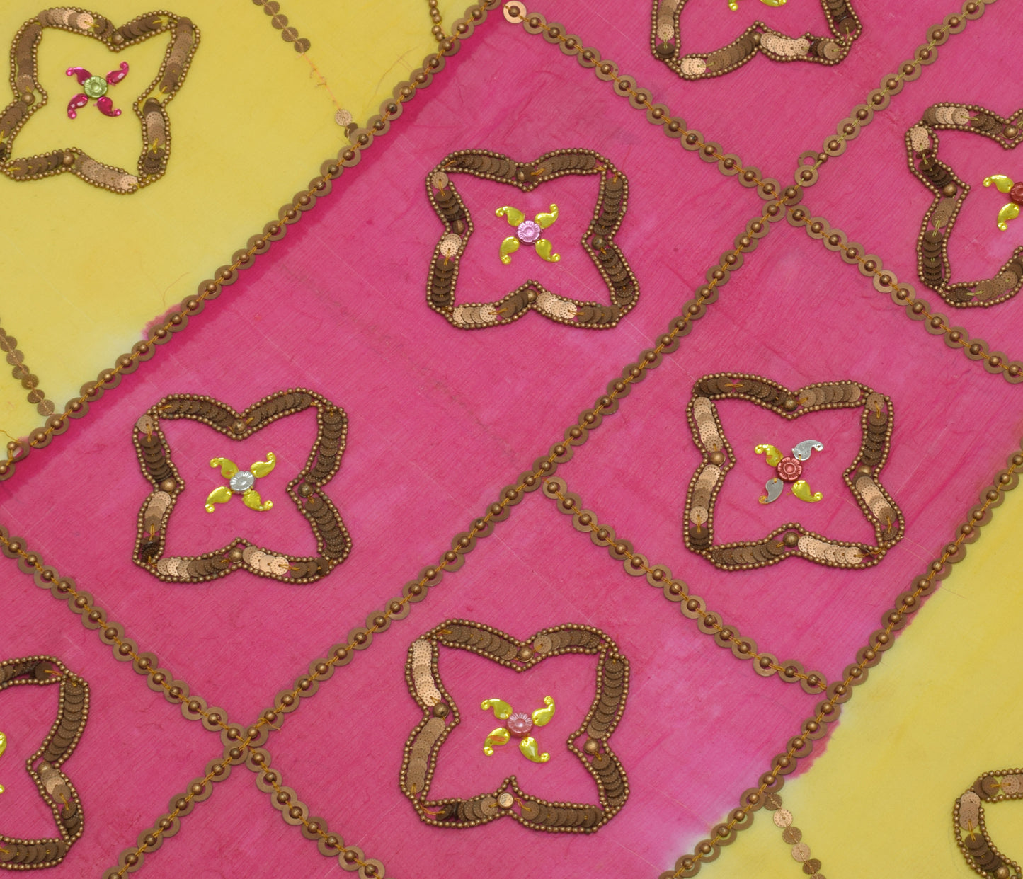 Sushila Vintage Indian Dupatta Blend Chiffon Silk Beaded Long Stole Veil Scarves