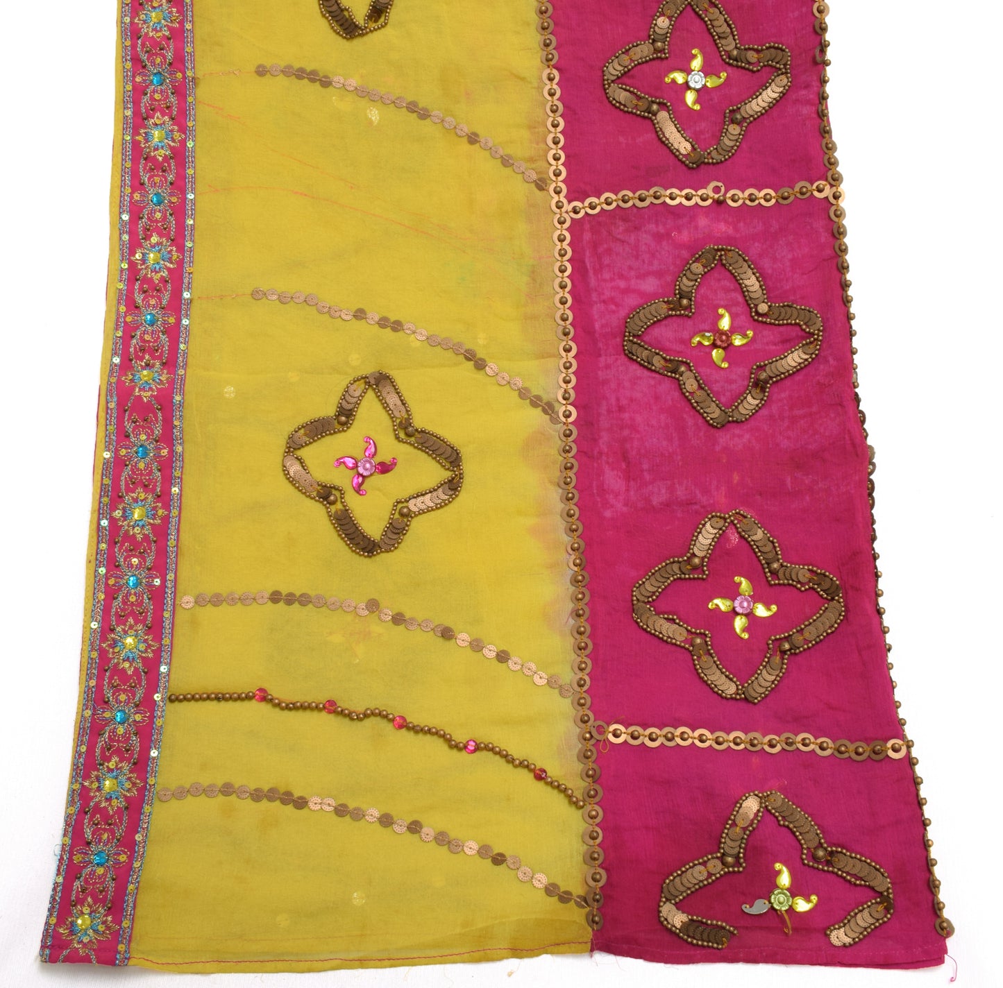 Sushila Vintage Indian Dupatta Blend Chiffon Silk Beaded Long Stole Veil Scarves