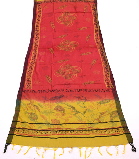 Sushila Vintage Red Dupatta Blend Woolen Printed & Woven Long Stole Hijab Veil