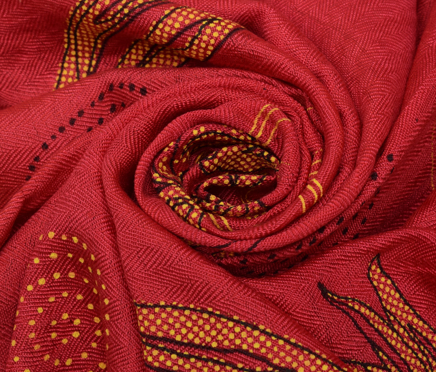 Sushila Vintage Red Dupatta Blend Woolen Printed & Woven Long Stole Hijab Veil