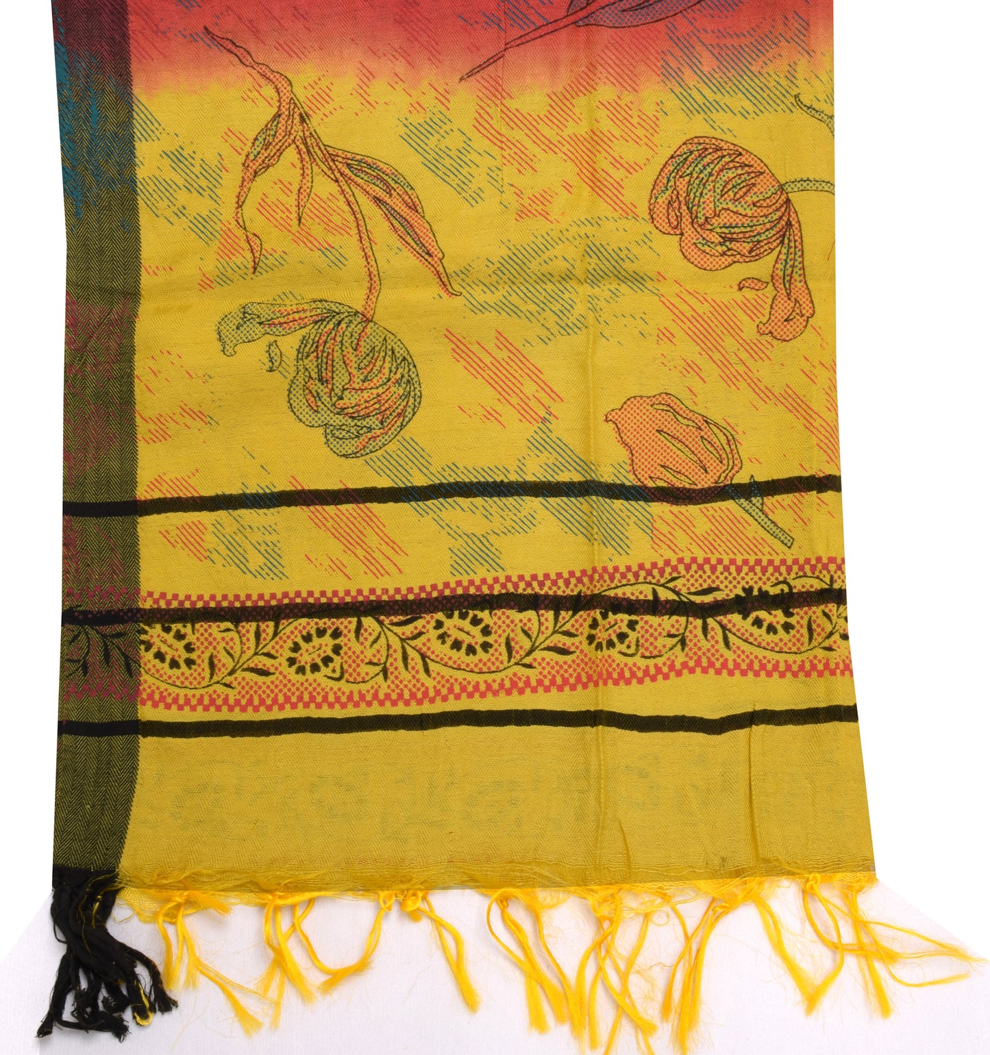 Sushila Vintage Red Dupatta Blend Woolen Printed & Woven Long Stole Hijab Veil