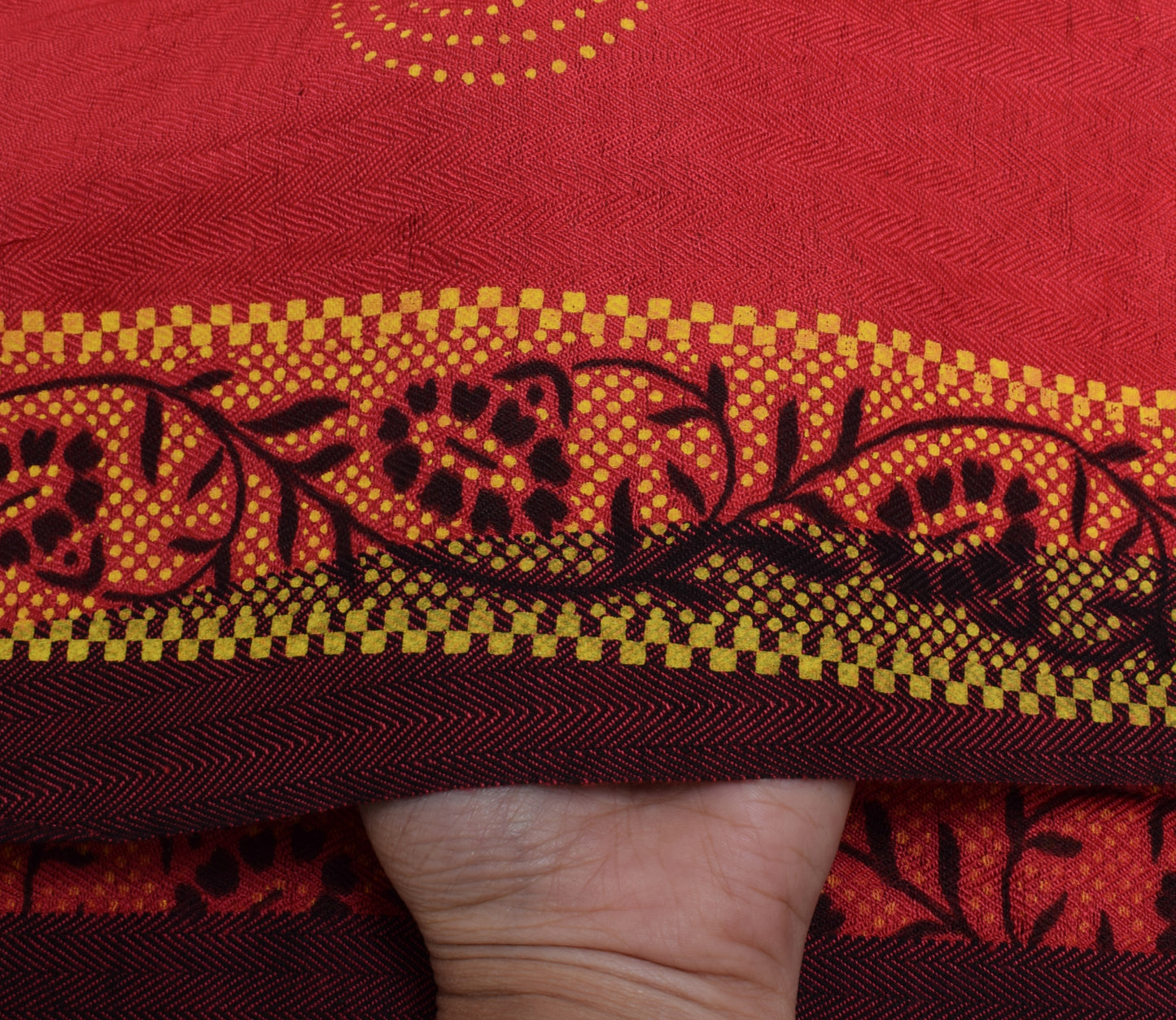 Sushila Vintage Red Dupatta Blend Woolen Printed & Woven Long Stole Hijab Veil