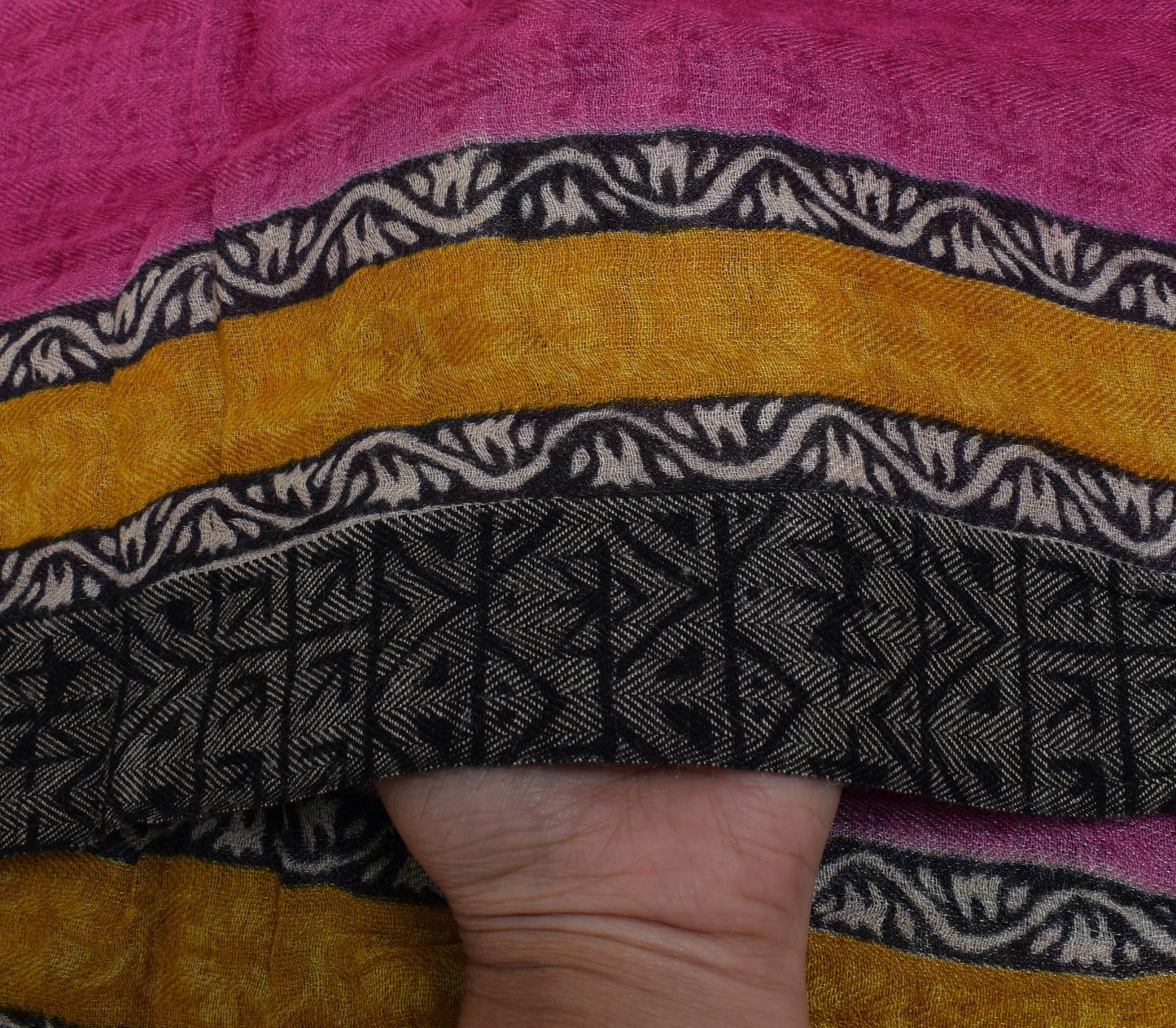 Sushila Vintage Indian Dupatta 100% Pure Woolen Self Woven Long Stole Hijab Veil