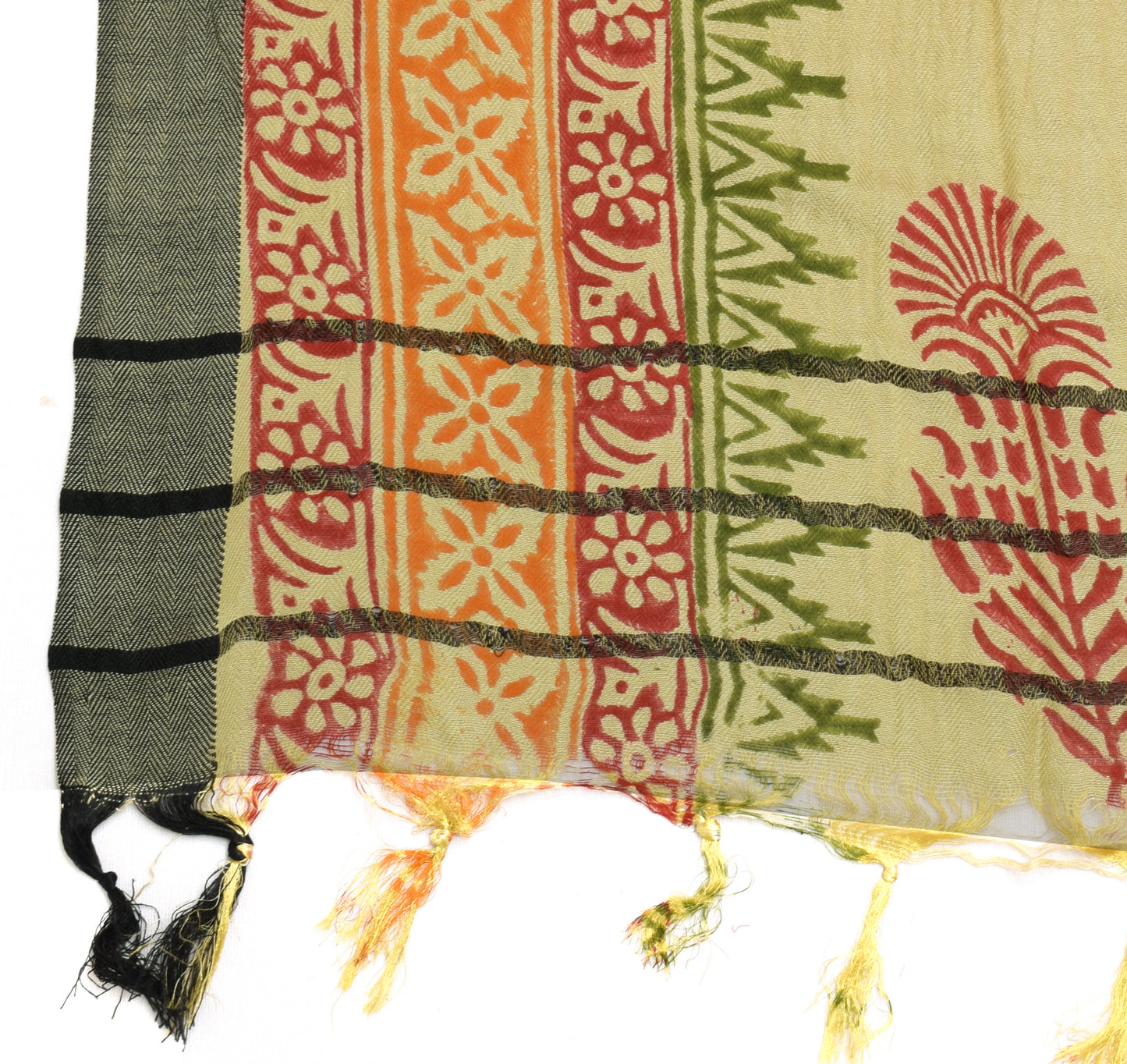 Sushila Vintage Light Green Dupatta Pure Woolen Printed & Woven Long Stole Hijab