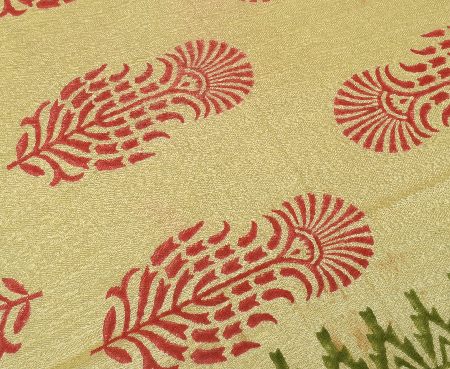 Sushila Vintage Light Green Dupatta Pure Woolen Printed & Woven Long Stole Hijab