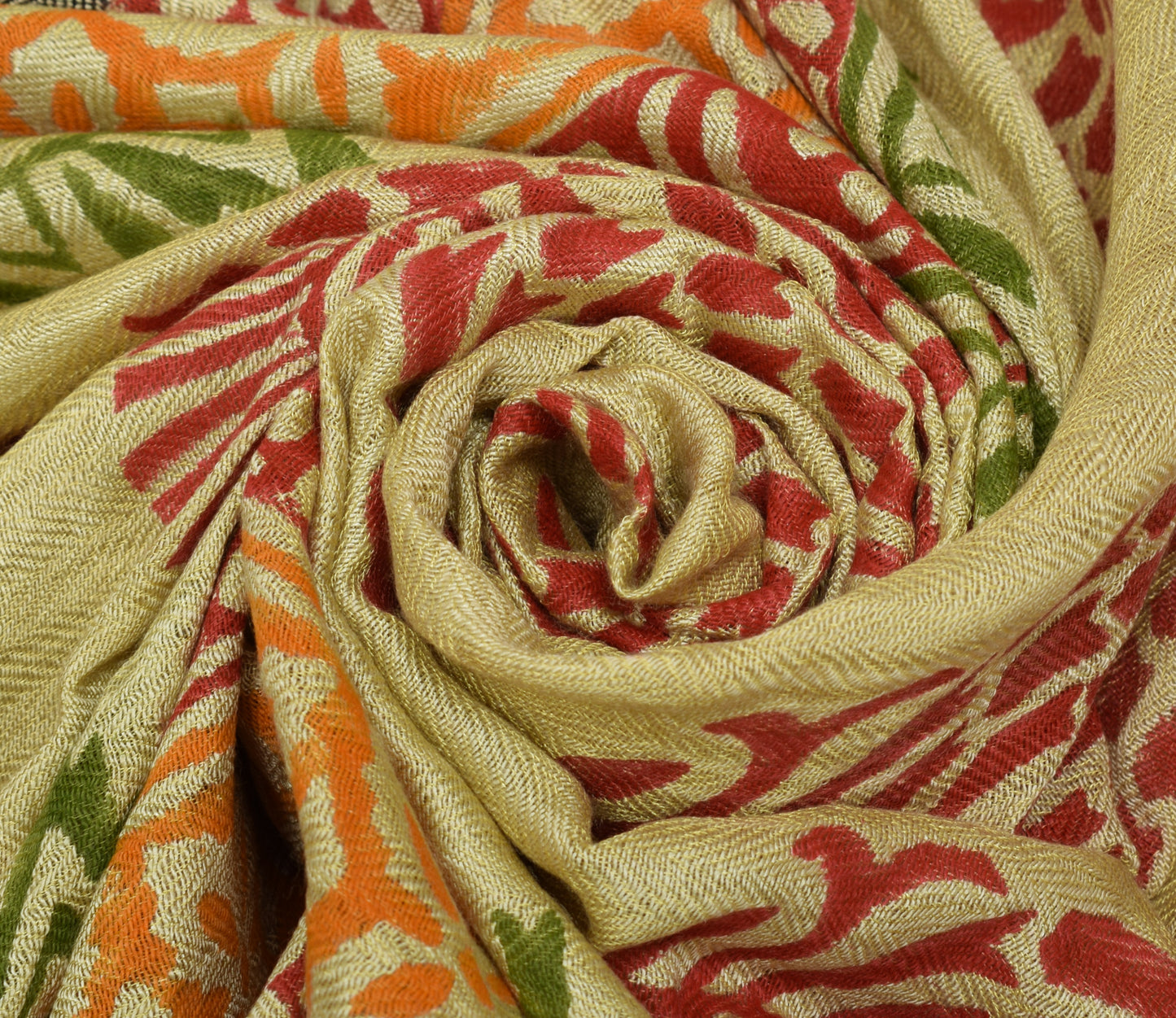 Sushila Vintage Light Green Dupatta Pure Woolen Printed & Woven Long Stole Hijab