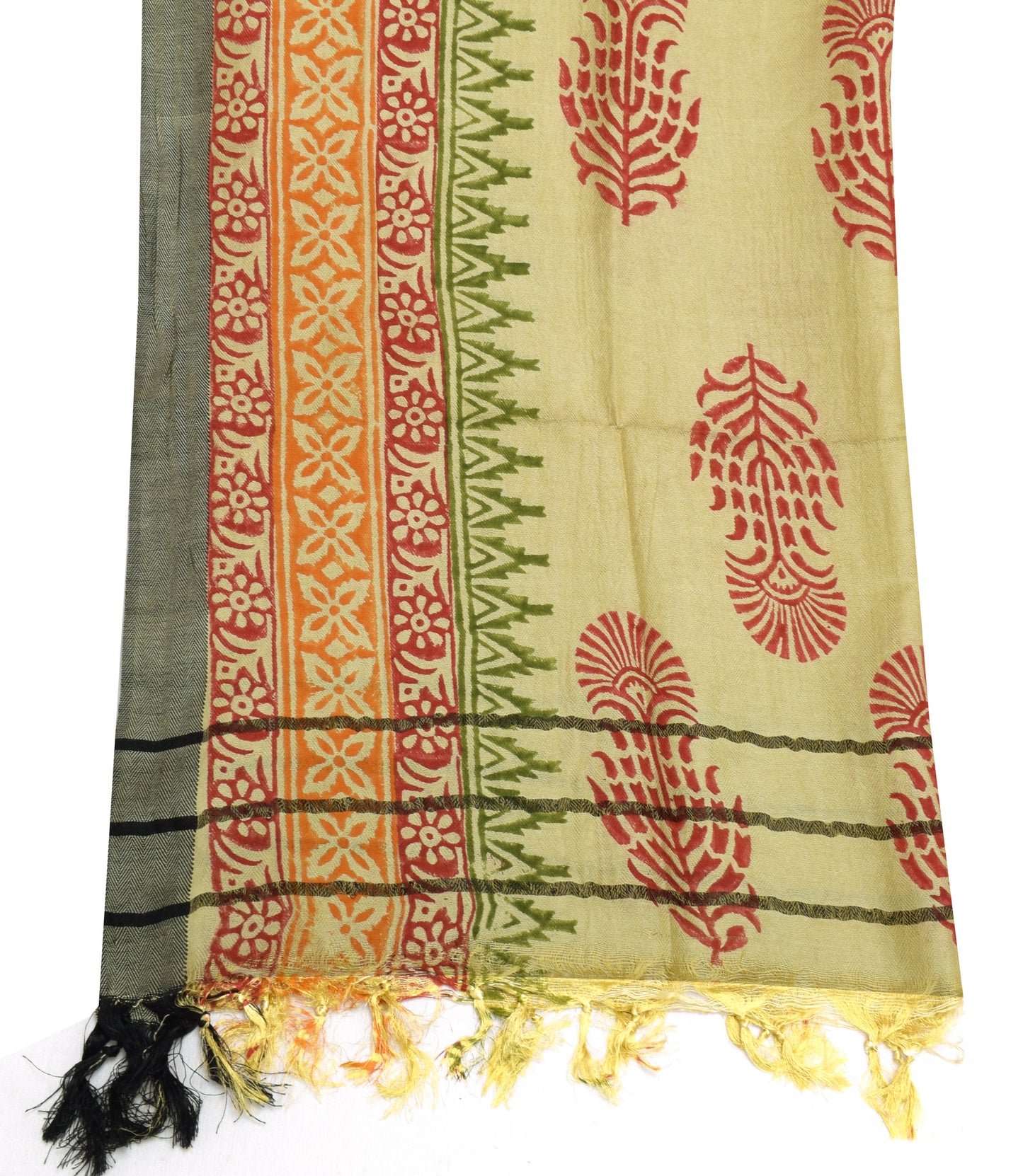 Sushila Vintage Light Green Dupatta Pure Woolen Printed & Woven Long Stole Hijab