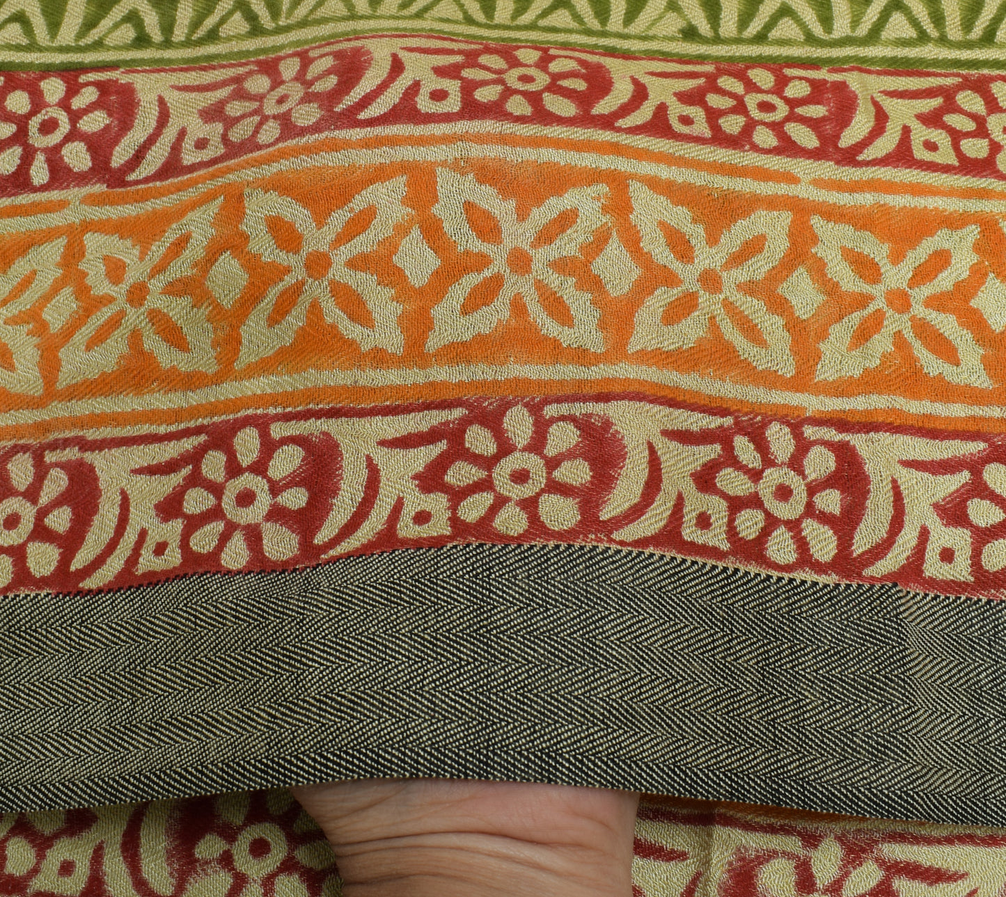 Sushila Vintage Light Green Dupatta Pure Woolen Printed & Woven Long Stole Hijab