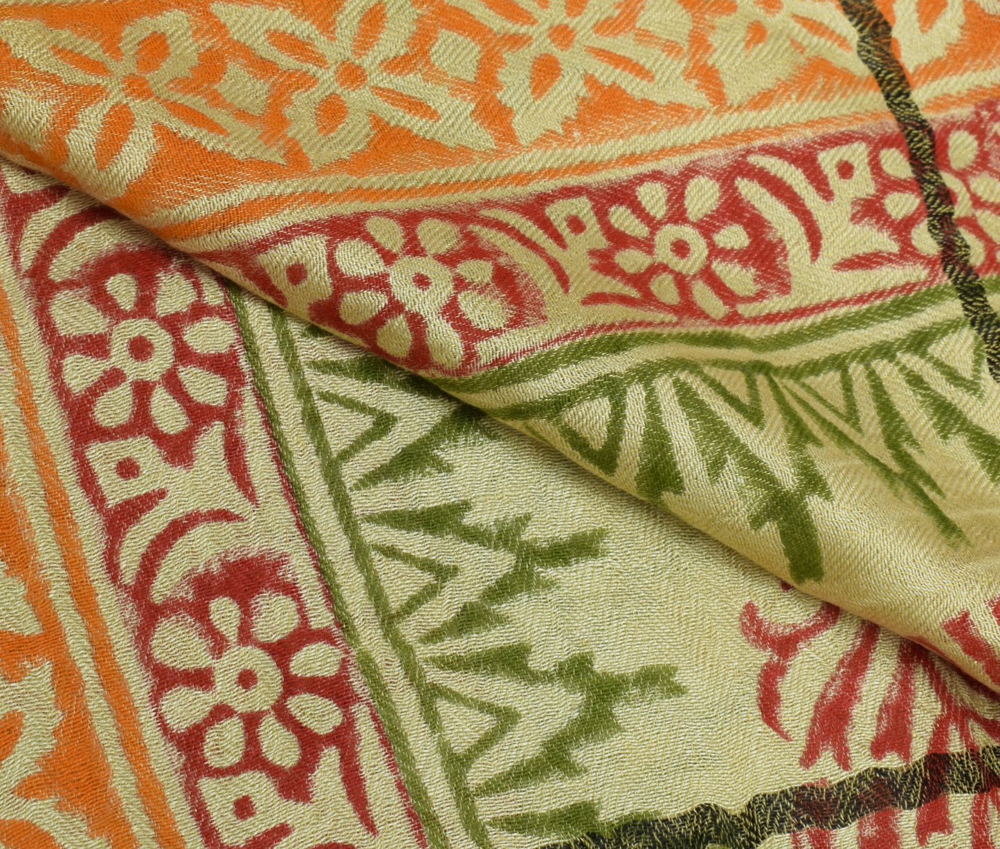 Sushila Vintage Light Green Dupatta Pure Woolen Printed & Woven Long Stole Hijab