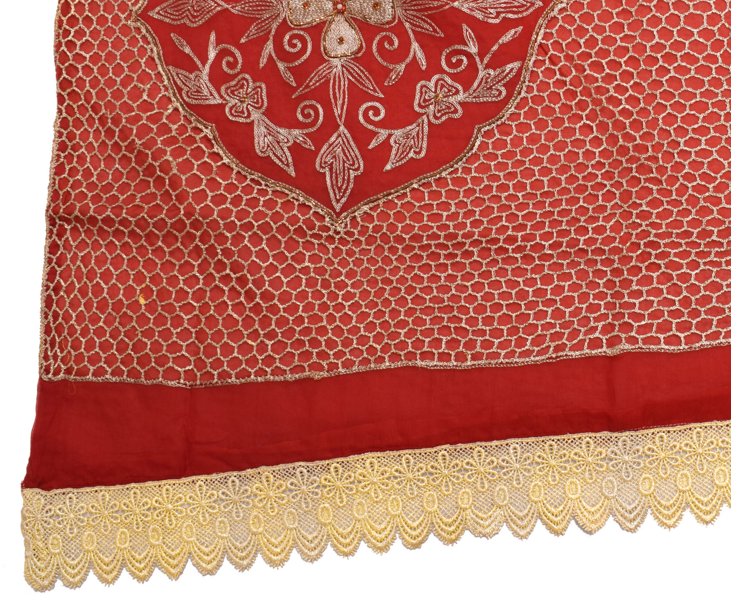 Sushila Vintage Red Indian Dupatta Blend Georgette Silk Long Stole Scarves
