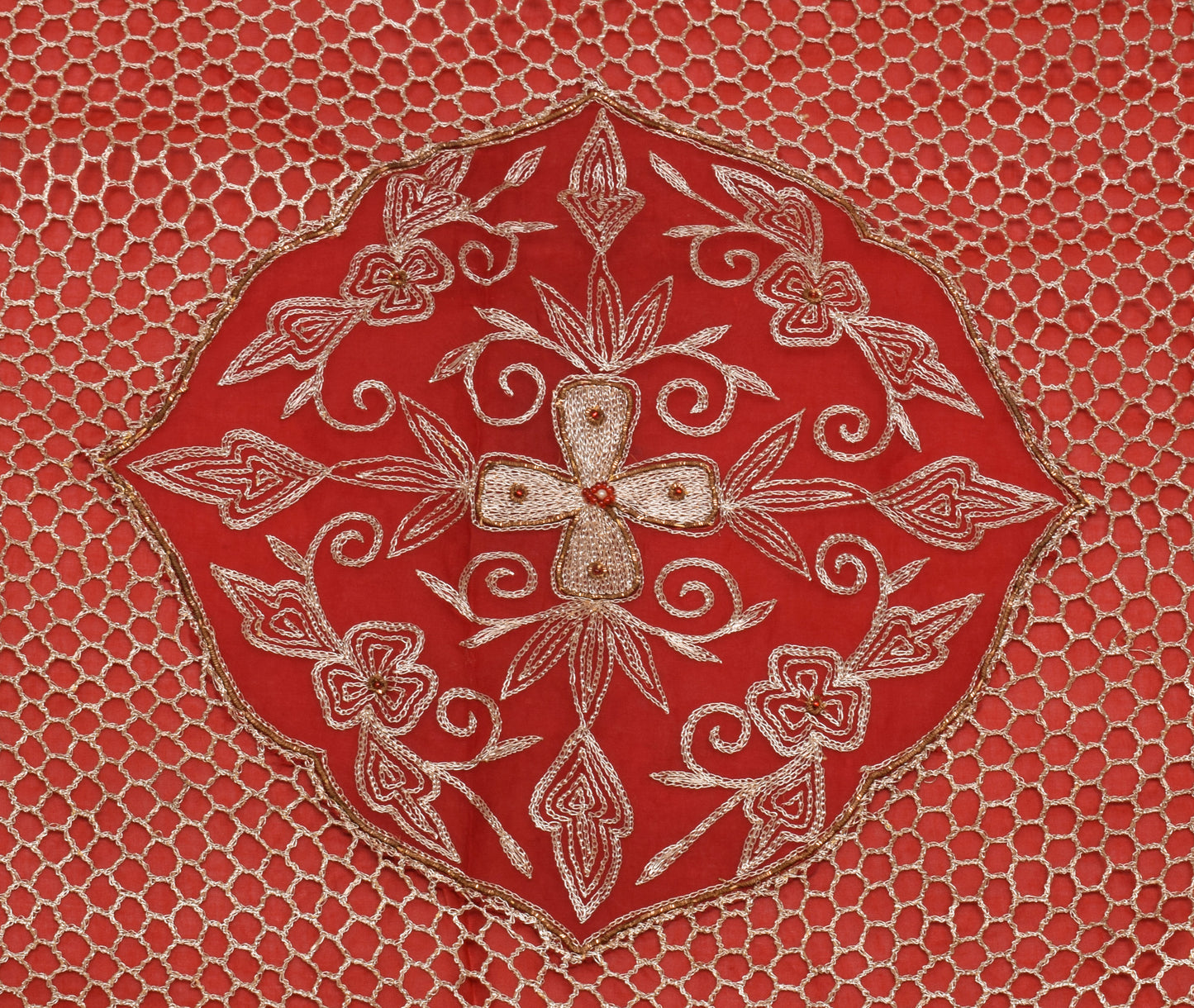 Sushila Vintage Red Indian Dupatta Blend Georgette Silk Long Stole Scarves